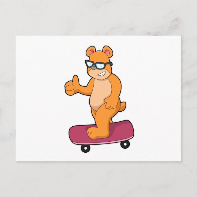 Bear as Skater with Skateboard Postcard (Front)