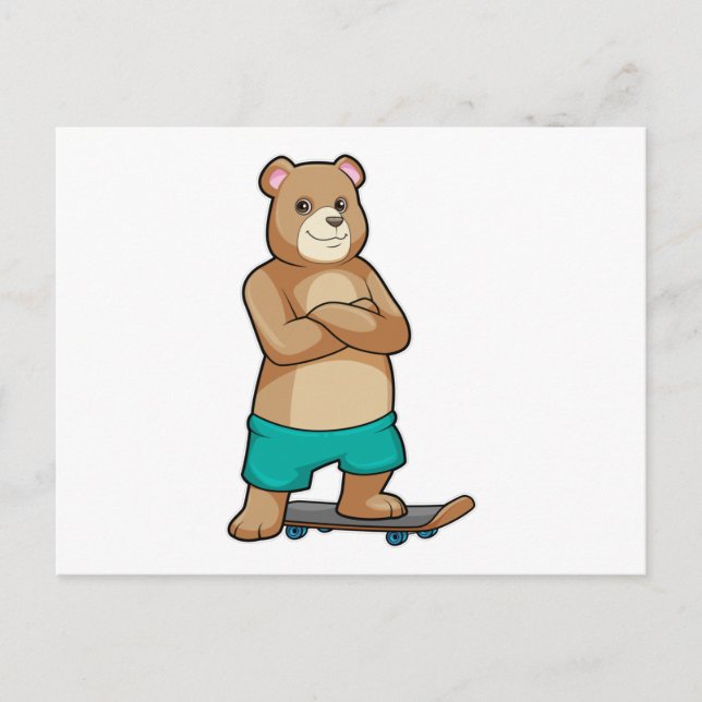 Bear as Skater with Skateboard Postcard (Front)