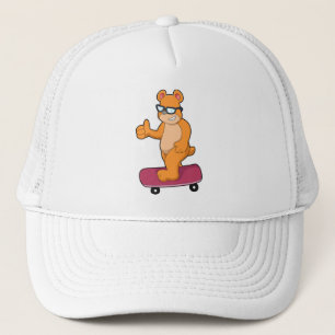 Bear as Skater with Skateboard Trucker Hat