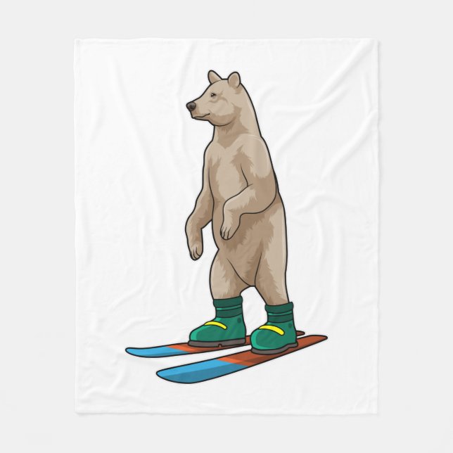 Bear as Skier with Ski Fleece Blanket (Front)