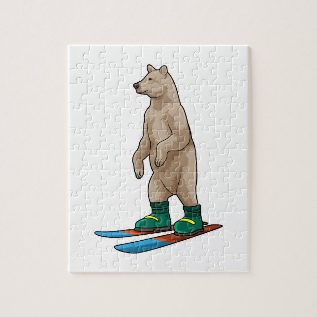 Bear as Skier with Ski Jigsaw Puzzle (Vertical)