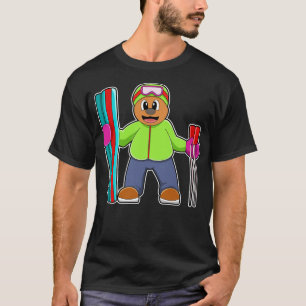 Bear as Skier with Ski Ski poles T-Shirt
