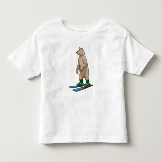 Bear as Skier with Ski Toddler T-Shirt (Front)