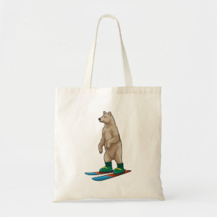 Bear as Skier with Ski Tote Bag