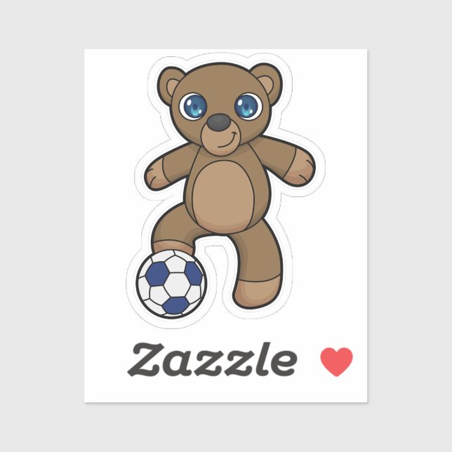 Bear as Soccer player with Soccer ball (Sheet)