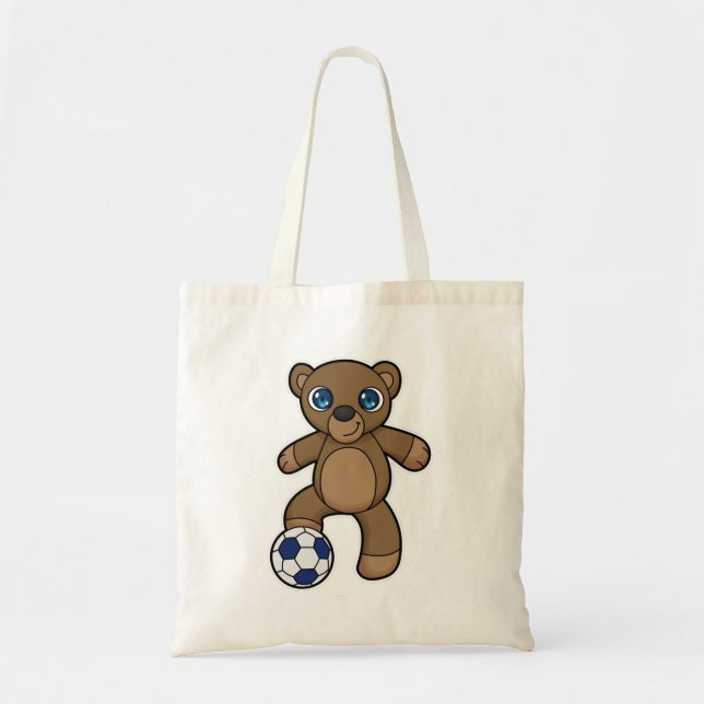 Bear as Soccer player with Soccer ball Tote Bag (Front)