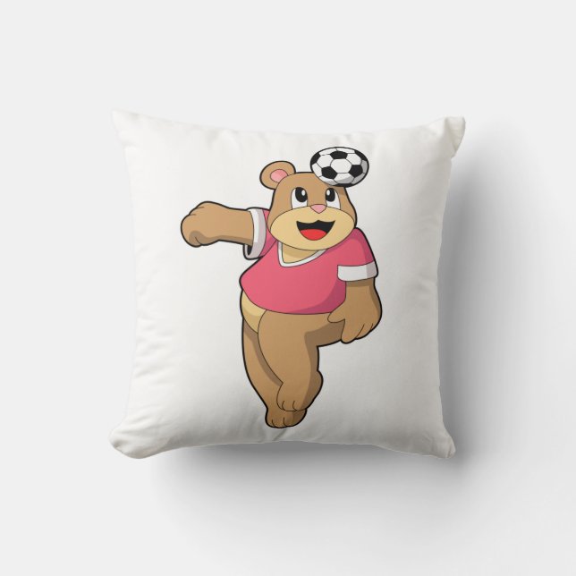 Bear as Soccer player with Soccer.PNG Cushion (Front)
