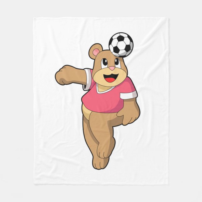 Bear as Soccer player with Soccer.PNG Fleece Blanket (Front)