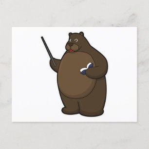 Bear as Teacher with Book & Pointer Postcard