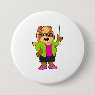 Bear as Teacher with Glasses 7.5 Cm Round Badge