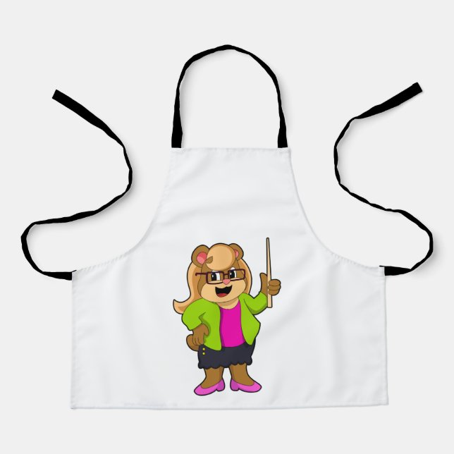 Bear as Teacher with Glasses Apron (Front)