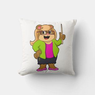 Bear as Teacher with Glasses Cushion