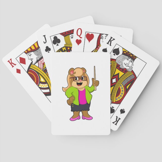 Bear as Teacher with Glasses Playing Cards (Back)