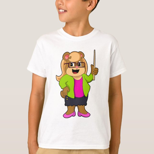 Bear as Teacher with Glasses T-Shirt (Front)