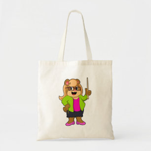 Bear as Teacher with Glasses Tote Bag