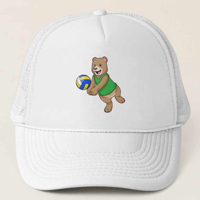 Bear as Volleyball player with Volleyball Trucker Hat (Front)