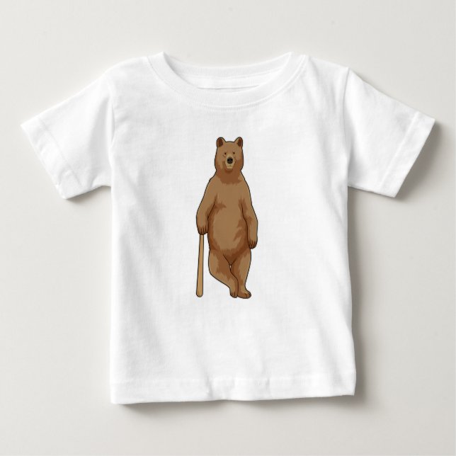 Bear at Baseball with Baseball bat Baby T-Shirt (Front)