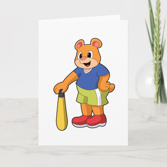 Bear at Baseball with Baseball bat Card (Front)
