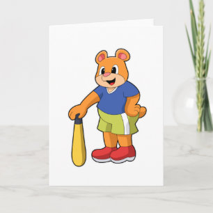 Bear at Baseball with Baseball bat Card