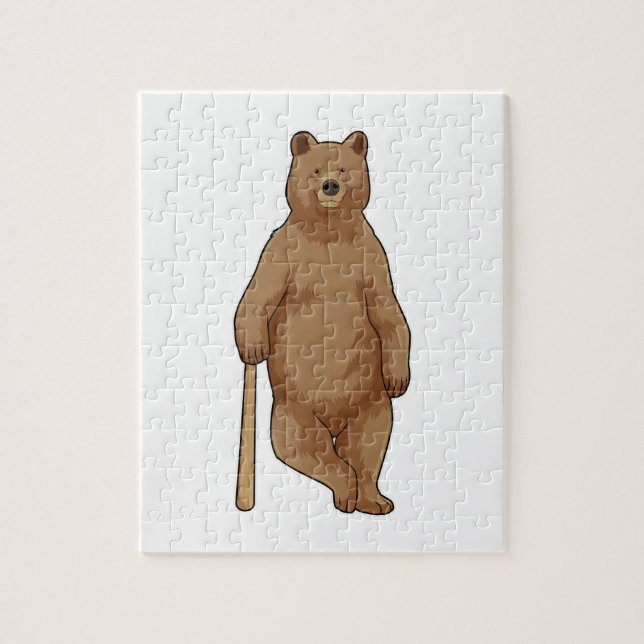 Bear at Baseball with Baseball bat Jigsaw Puzzle (Vertical)