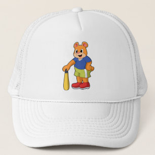 Bear at Baseball with Baseball bat Trucker Hat