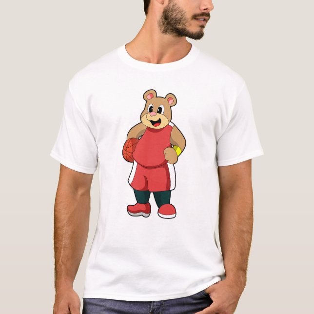 Bear at Basketball Sports T-Shirt (Front)