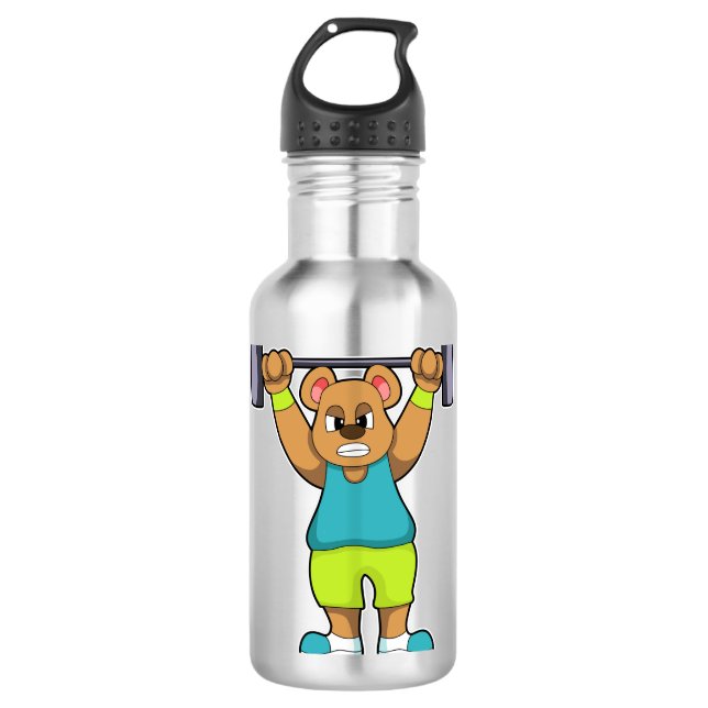 Bear at Bodybuilding with Barbell 710 Ml Water Bottle (Front)