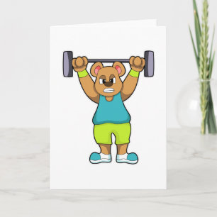 Bear at Bodybuilding with Barbell Card
