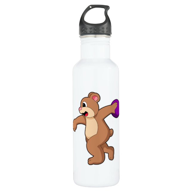 Bear at Bowling with Bowling ball 710 Ml Water Bottle (Front)