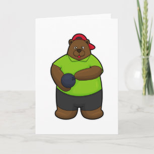 Bear at Bowling with Bowling ball Card