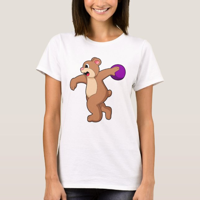 Bear at Bowling with Bowling ball T-Shirt (Front)