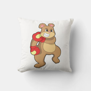 Bear at Boxing with Boxing gloves Cushion