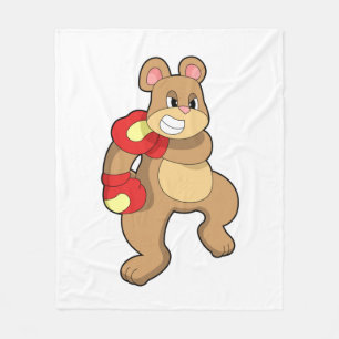 Bear at Boxing with Boxing gloves Fleece Blanket