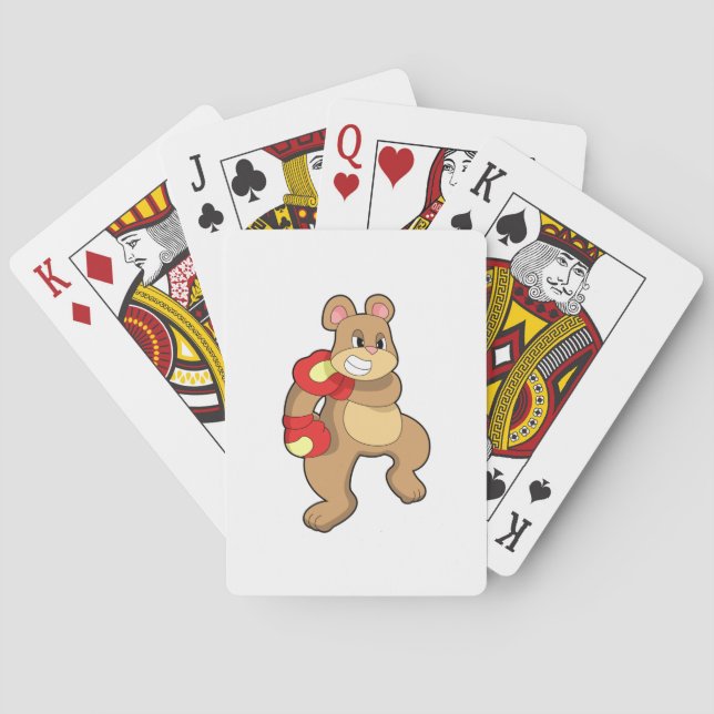 Bear at Boxing with Boxing gloves Playing Cards (Back)