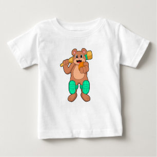 Bear at Cricket with Cricket bat Baby T-Shirt