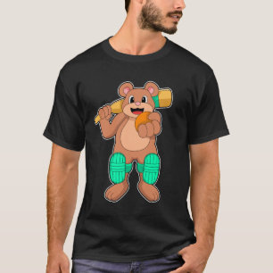 Bear at Cricket with Cricket bat T-Shirt