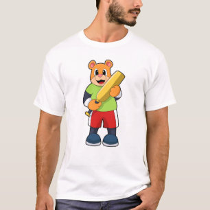 Bear at Cricket with Cricket bat T-Shirt