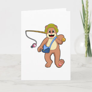 Bear at Fishing with Fishing rod Card