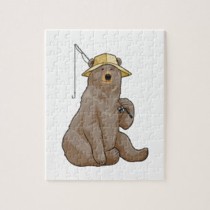 Bear at Fishing with Fishing rod Jigsaw Puzzle