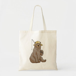 Bear at Fishing with Fishing rod Tote Bag
