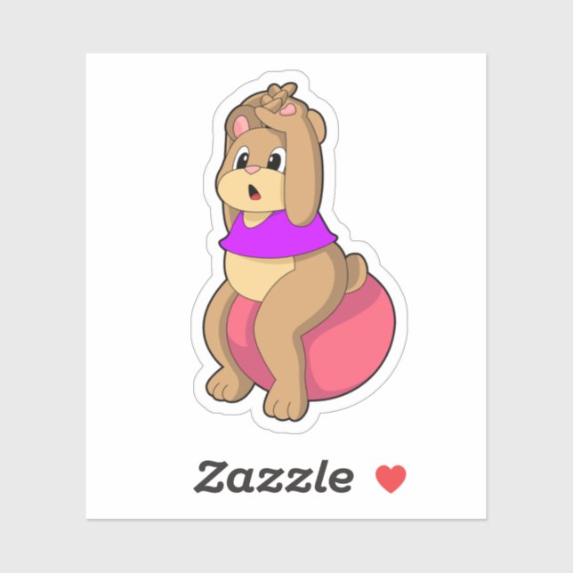 Bear at Fitness with Exercise ball.PNG (Sheet)