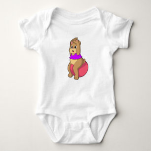 Bear at Fitness with Exercise ball.PNG Baby Bodysuit