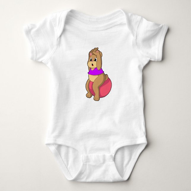 Bear at Fitness with Exercise ball.PNG Baby Bodysuit (Front)