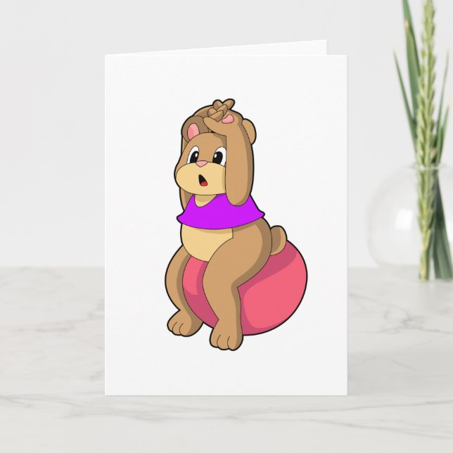 Bear at Fitness with Exercise ball.PNG Card (Front)