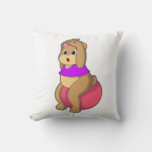 Bear at Fitness with Exercise ball.PNG Cushion