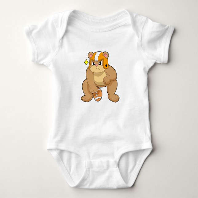 Bear at Football Sports Baby Bodysuit (Front)