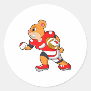 Bear at Football Sports Classic Round Sticker