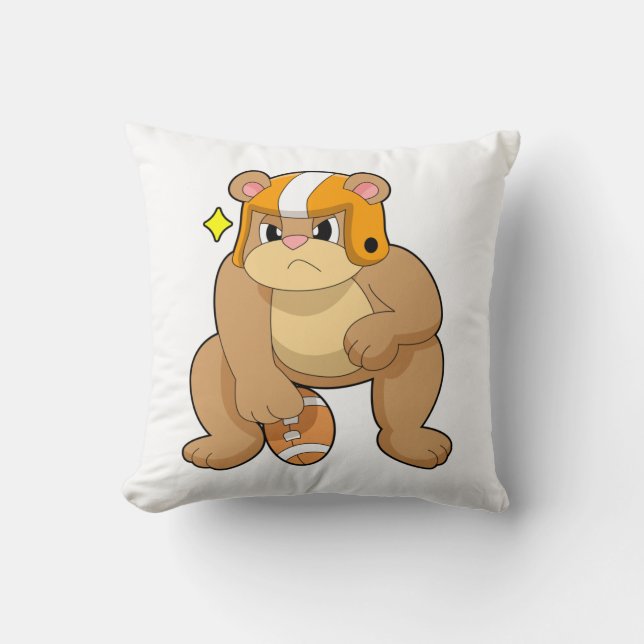 Bear at Football Sports Cushion (Front)