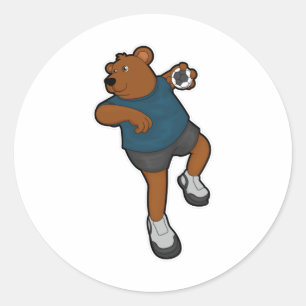 Bear at Handball player with Handball Classic Round Sticker