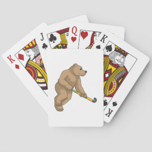 Bear at Hockey with Hockey bat Playing Cards
